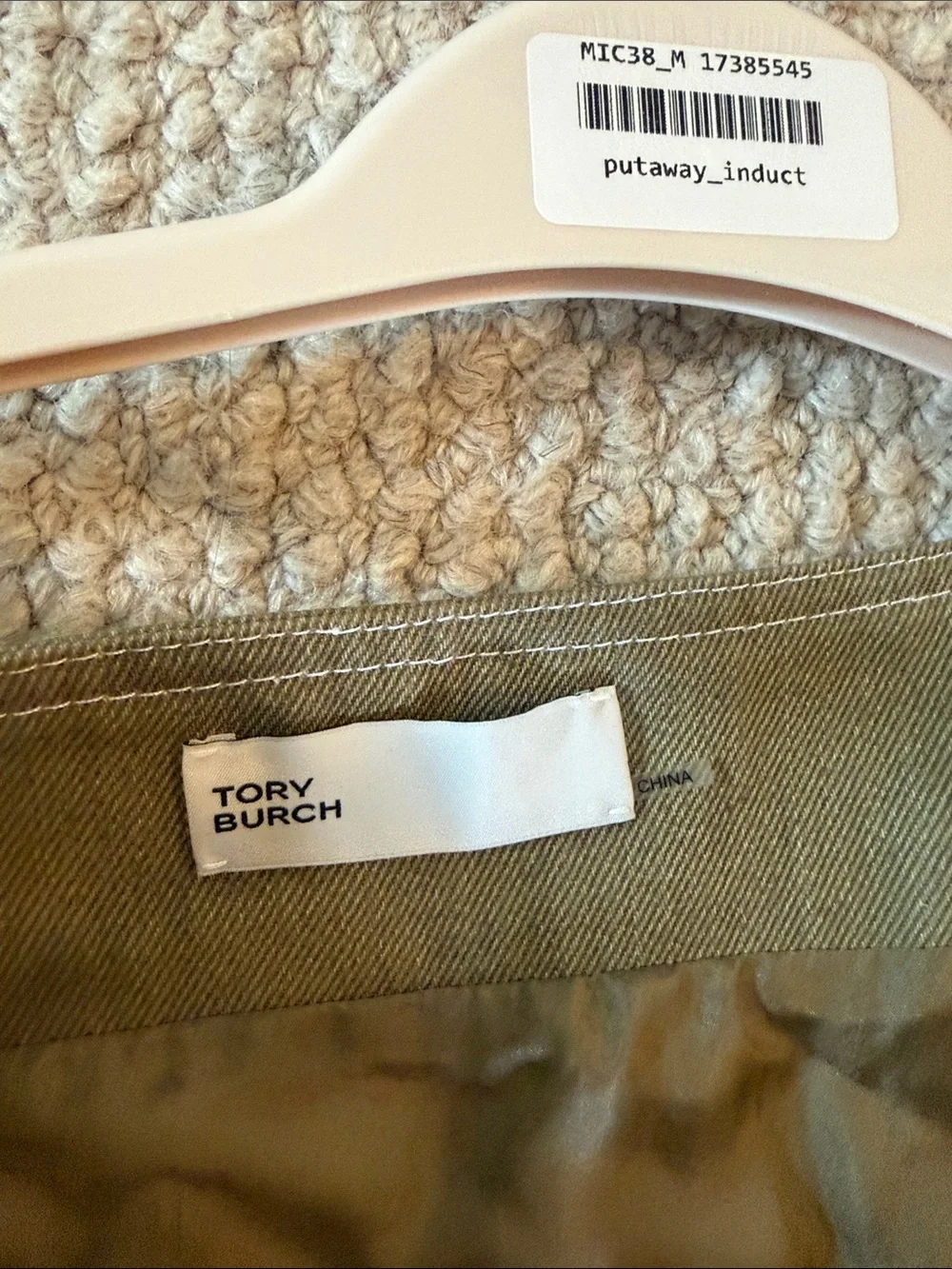 Tory Burch Olive Green Cotton Twill Dress with Tie-Strap Bodice